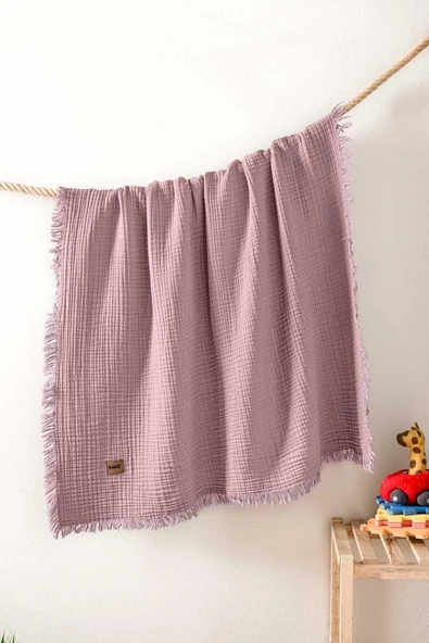 Kanz Bebek 4 Kat Müslin Örtü Knz-027 Gül Kurusu - 1