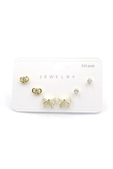 Çoklu Taşlı Küpe - Altın - 2