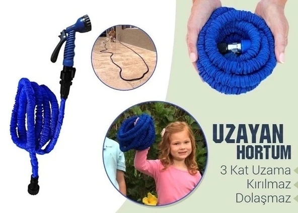 22.5 Metre Uzayan Bahçe Sulama Araç Yıkama Hortumu 7 Kademeli Başlık - 5