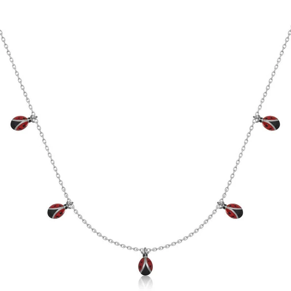 Gümüş Uğur Böceği Şans Kadın Kolye ürün görseli 1