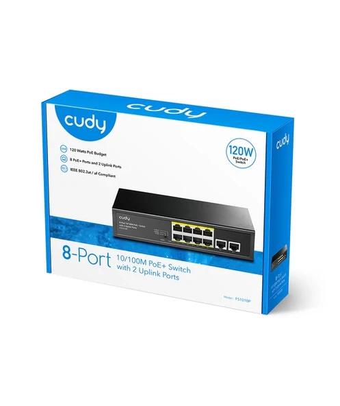 CUDY 8Port 10/100M PoE+ 2Up 80W Switch - 4