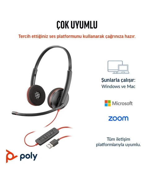 Poly BW 3220 Stereo USB-C HS +USB-C/A - 5