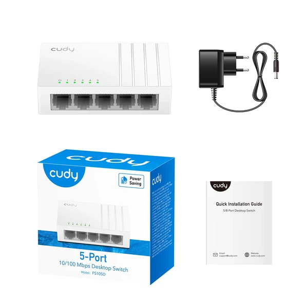 CUDY 5-Port 10/100 Mbps Desktop Switch - 3