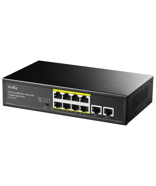 CUDY 8Port 10/100M PoE+2GB Up 80W Switch