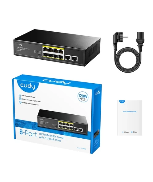 CUDY 8Port 10/100M PoE+ 2Up 80W Switch - 5