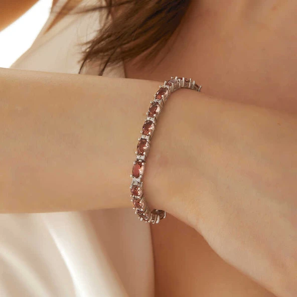 ​Gümüş Oval Zultanit Taşlı Kadın Bileklik - Resim 3