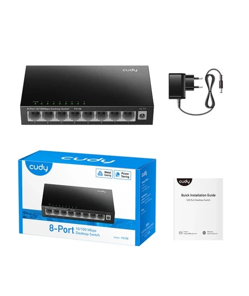 CUDY 8-Port 10/100 Mbps Metal Switch - 3
