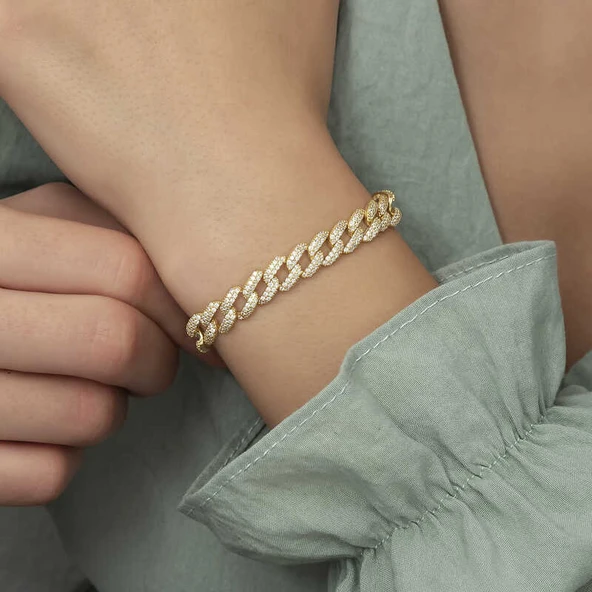 Gümüş Gold Taşlı Gurmet Bayan Bileklik - Resim 3