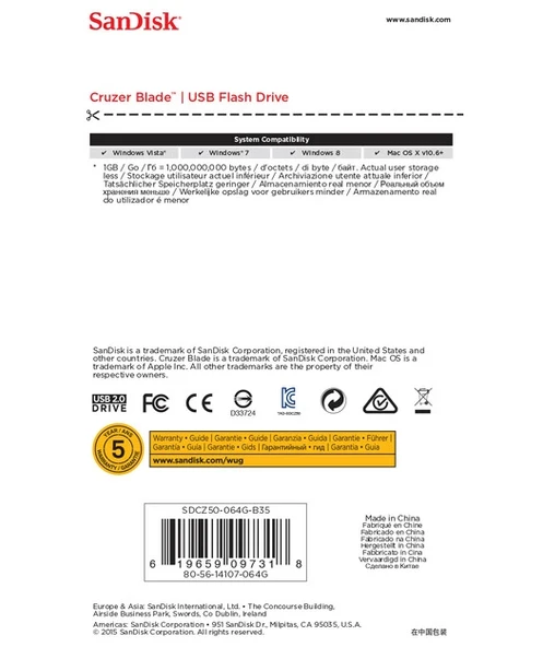 SanDisk Cruzer Blade 64GB - 5