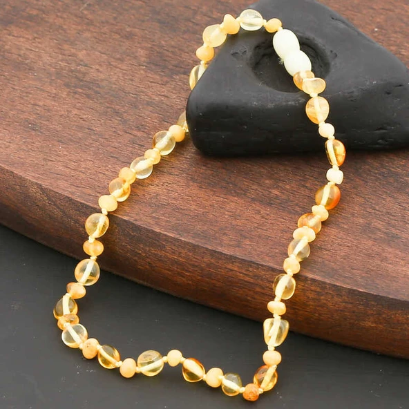 Bebek Damla Kehribar Diş Kolye - 4