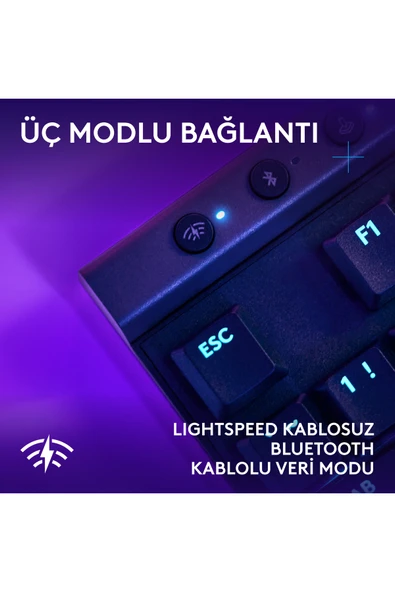 Logitech G515 LIGHTSPEED TKL Düşük Profilli Kablosuz LIGHTSYNC RGB İngilizce Oyun Klavyesi, Siyah - Resim 5