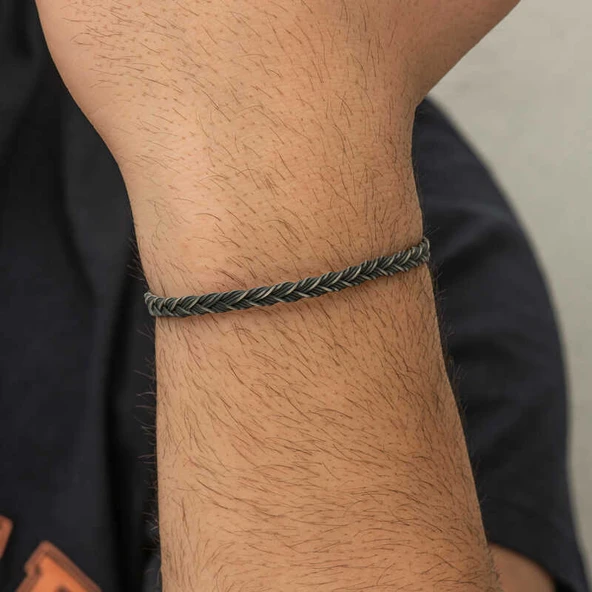 Gümüş Kazaziye Örgü Bileklik - 3