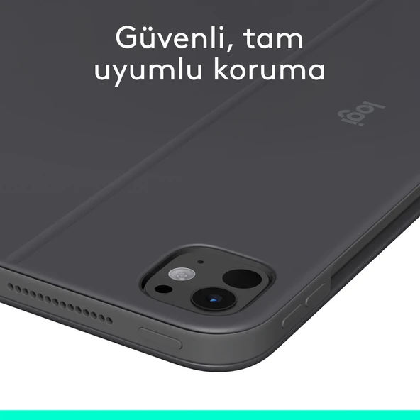 Logitech Combo Touch 11 inç iPad Pro M4 ile Uyumlu Türkçe Klavyeli Tablet Kılıfı - Gri - Resim 5
