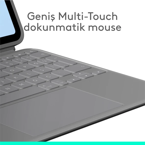 Logitech Combo Touch 11 inç iPad Air M2 ile Uyumlu Türkçe Klavyeli Tablet Kılıfı - Gri - 4