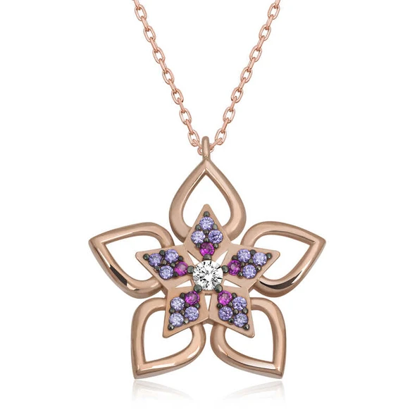 ​Gümüş Rose Çiçek Kadın Kolye ürün görseli