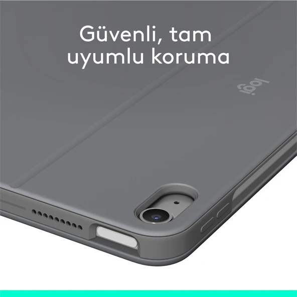 Logitech Combo Touch 11 inç iPad Air M2 ile Uyumlu Türkçe Klavyeli Tablet Kılıfı - Gri - 5