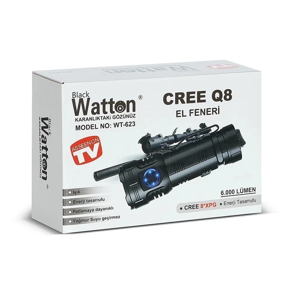 Cree Q8- Xpg 8+1 Led  Şarjlı El Feneri  Wt-623 - 4