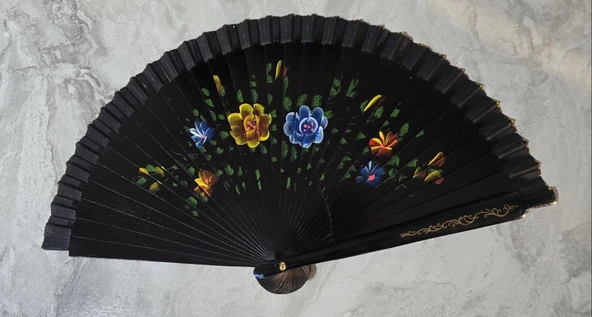 Bambu Çift Taraflı Siyah Yelpaze 12'li Paket