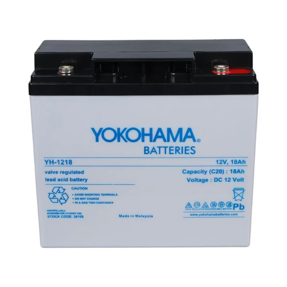 Yokohama YH-121.8 12 Volt - 18 Amper Akü (181X76x167 Mm) - 2