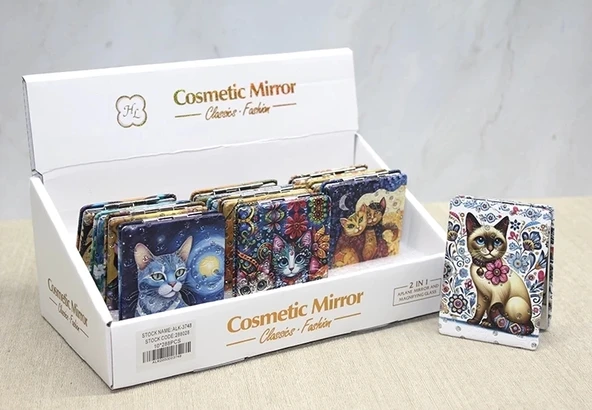 Kedi Taşlı El Aynası Dikdörtgen İnce Alk3748 ürün görseli