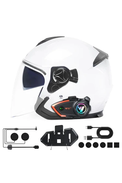 Yeni Model Y80-2x Motosiklet İntercom 2 Kişilik Bağlantı Rgb Işıklı Bluetooth Kulaklık Seti - 4