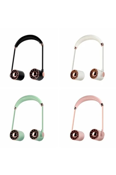 Boyunluk Fan Ha Soğutucu Vantilatör Boyuna Asmalı Şarjlı 3 Kademeli Mini Klima Siyah - 2