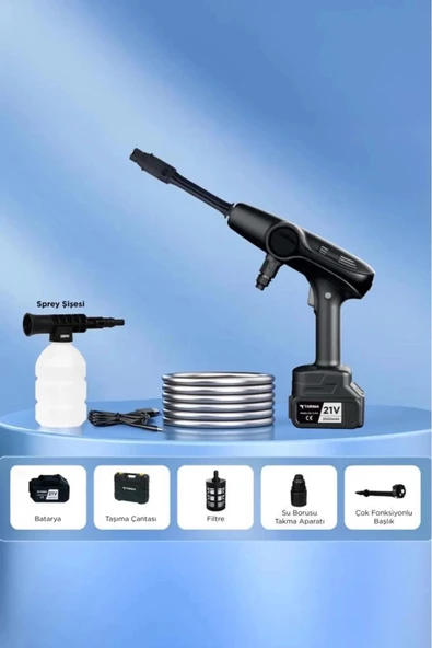 Akülü Şarjlı Yüksek Basınçlı Oto Araba Bahçe Yıkama,temizleme Su Sı - 3
