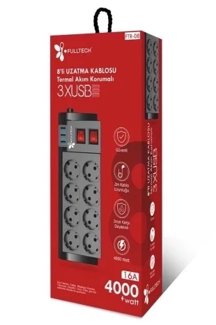 Ftr-08 8’li Termal Akım Korumalı Priz - 3