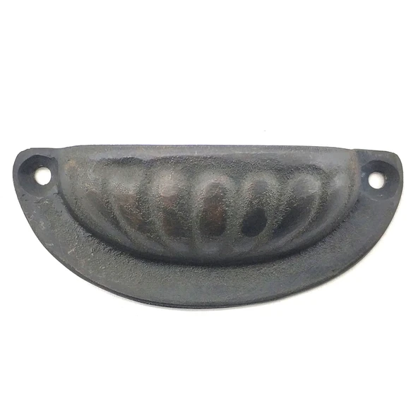 Antika Tarz Dekoratif Pirinç İstiridye Tas Mobilya Kulbu - 37x87 Mm, Oksit