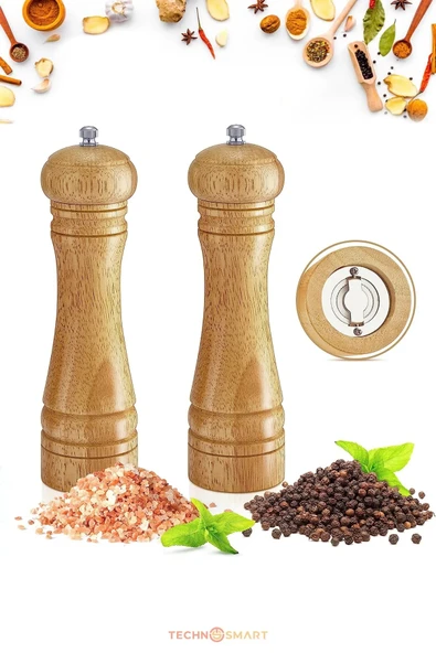 Doğal Ahşap Değirmen Karabiber Tuz Kahve Baharat Öğütücü Manuel El Değirmeni - Resim 2