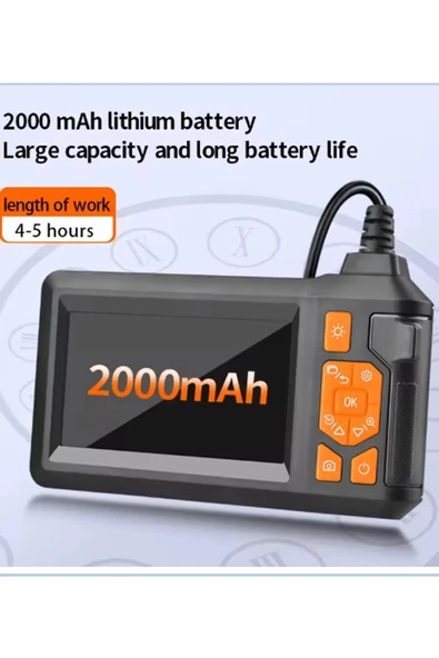 Ekranlı 3 Kameralı 10 Mt Hafıza Kart Destekli Sert Kablo Yılan Endoskop Kamera 8 Mm 4.3 Inc - 3