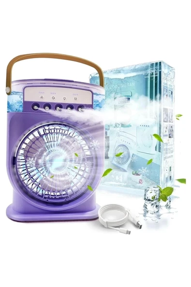 Şarjlı 600 Ml Su Hazneli Taşınabilir Masaüstü Vanilatör Güçlü Fan Ve 2000 Mah Pil Yeşil - 5