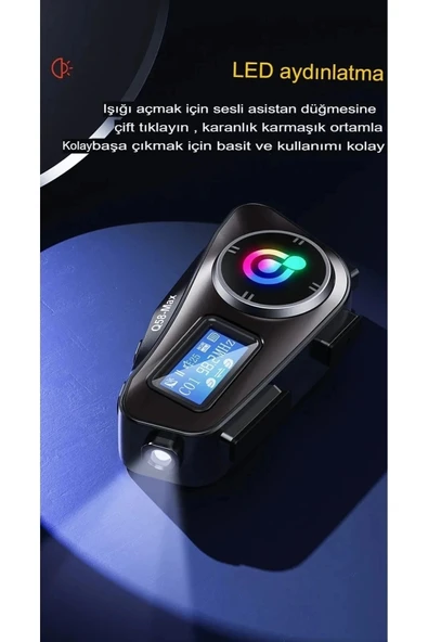 Q58-max Radyolu 2 Kişi Bağlantılı Bluetooth Kask Kulaklık Ekranlı Fenerli Müzik Ve Telsiz Intercom - 5