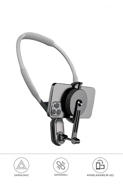 360 Derece Ayarlanabilir Boyun Askılı Manyetik Telefon Tutucu - 2