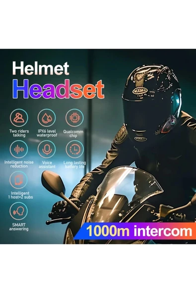 Yeni Model Y80-2x Motosiklet İntercom 2 Kişilik Bağlantı Rgb Işıklı Bluetooth Kulaklık Seti - 2