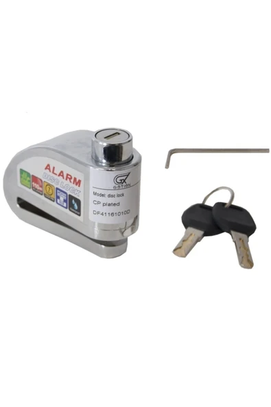 Alarmlı Motosiklet Disk Kilidi 110 Desibel Krom Bisiklet Scooter Alarmlı Disk Kilidi