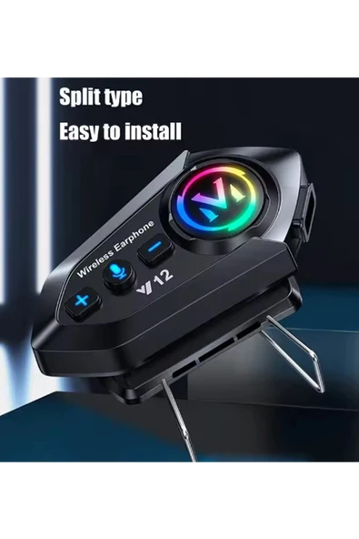 Y12  Motor Kask Kulaklık Rgb Modlu Radyolu Motosiklet Kulaklık 5.3 Bluetooth Intercom - 2