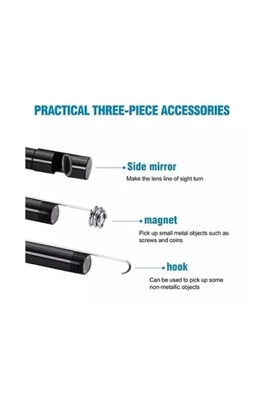 Vtn-02 Endoskop Yılan Video Kamera Led’li 2 Metre 7 Mm Sert Kablo Su Geçirmez - 5