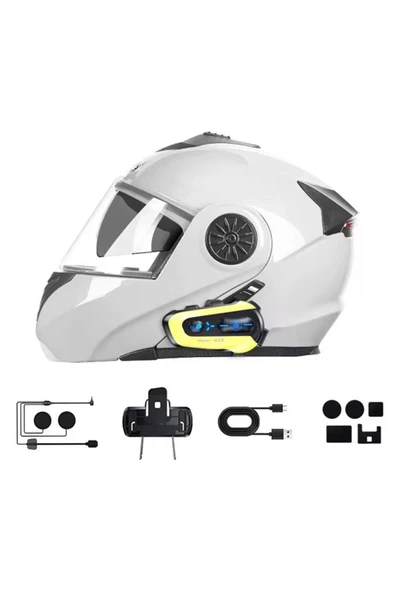 N3x Rgb Işıklı Intercom 3 Kişi Bağlantılı 1000mah Motosiklet Bluetooth Kulaklık Seti - 5