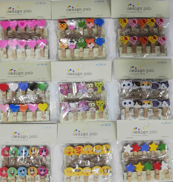 10'lu Şekilli Ahşap Mandallar 3.5cm (10'lu Set-10 Paket) ürün görseli 1