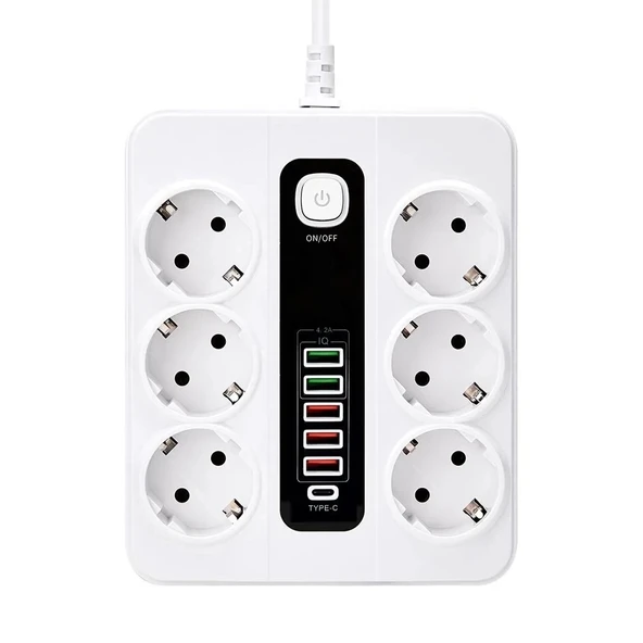 Hp-h04 3000w 10amper 6’lı 2metre Uzatma Kablolu Çoklu Termal Akım Priz - 3