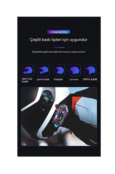 Y20 Motor Kurye Kask Kulaklık Rgb Modlu Bluetooth Motosiklet Kulaklık 5.3 Bluetooth Interkom - 4
