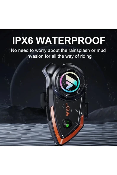 Yeni Model Y80-2x Motosiklet İntercom 2 Kişilik Bağlantı Rgb Işıklı Bluetooth Kulaklık Seti - 5
