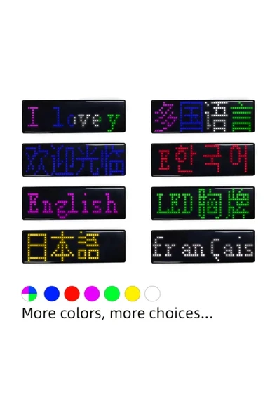 Matrix Kayan Led Yaka Rozeti Mobil Kontrollü Dijital Etiket 9×3cm - 4