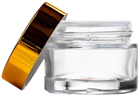 5ml cam krem kavanozu, 30 adet, kozmetik kavanoz, şeffaf kavanoz,cam kavanoz, gold kapak - 1