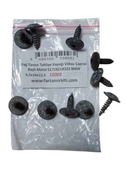 Yağ Tavası Tahliye Kapağı Vidası Çapraz Başlı Metal 51718218323 BMW 4,5x16x12,5 (10 ADET)   15002 ürün görseli