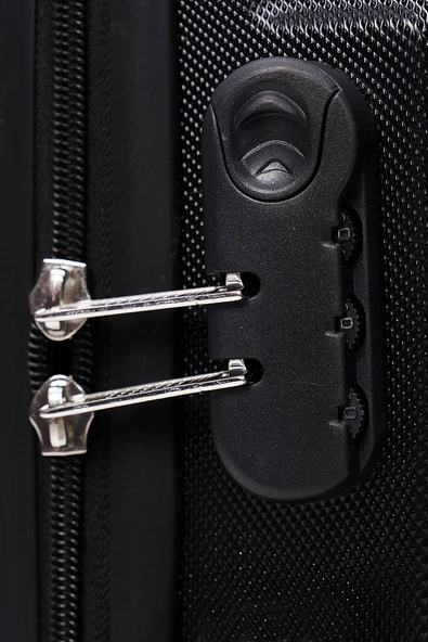 4'lü Valiz Seti Elatae Valiz Büyük - Orta - Kabin Boy ve Makyaj Siyah 1020 - Resim 8