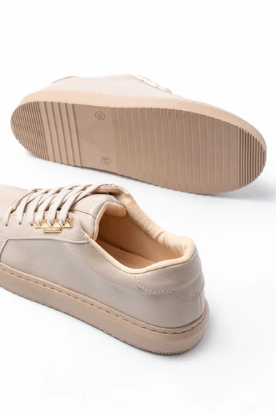 P-910 Bej Bağcıklı Taban Dikişli Günlük Kadın Spor - Resim 5