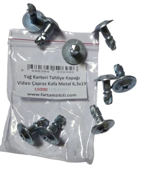 Yağ Karteri Tahliye Kapağı Vidası Çapraz Kafa Metal 6,3x19 (10 ADET) 15000