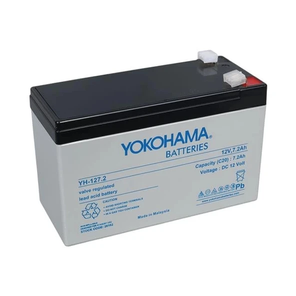 Yokohama YH-127.2 12 Volt - 7.2 Amper UPS'ler İçin Akü (150x65x90 mm)